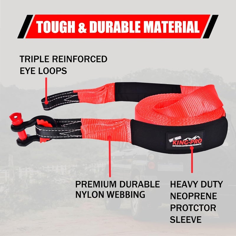KING-PRO Recovery Snatch Strap 3" x 20ft, 33,000lbs Breaking Strength with 23% Elongation, 100% Nylon Kinetic Towing Strap with Storage Bag for Truck SUV ATV Off Road - Image 3